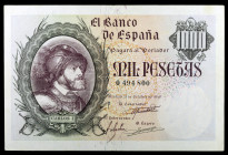 1940. 1000 pesetas. (Ed. D46) (Ed. 445). 21 de octubre, Carlos I. Leve doblez. Raro. EBC.