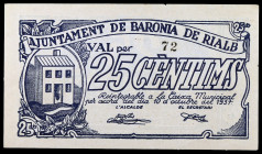 Baronia de Rialb. 25 céntimos. (T. 378). Nº 72. Escaso así. EBC.