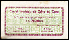 Cabra del Camp. 50 céntimos. (T. 650a). Escaso. MBC-.