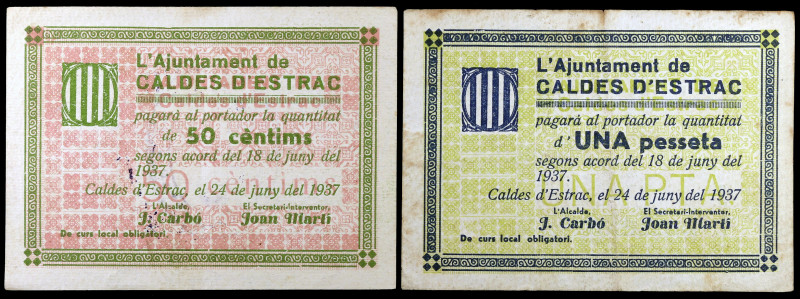 Caldes d'Estrac. 50 céntimos y 1 peseta. (T. 690a y 691a). 2 billetes, todos los...