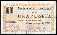 Camarasa. 1 peseta. (T. 718). Nº 25. Raro. BC.