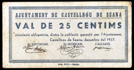 Castellnou de Seana. 25 céntimos. (T. 868). Raro. MBC-.