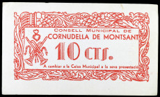 Cornudella de Montsant. 10 céntimos. (T. 1035). Escaso. MBC+.