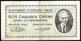 Espluga Calva. 50 céntimos. (T. 1087). Raro. MBC-.