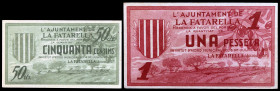 La Fatarella. 50 céntimos y 1 peseta. (T. 1156 y 1157). 2 billetes. EBC-/EBC.