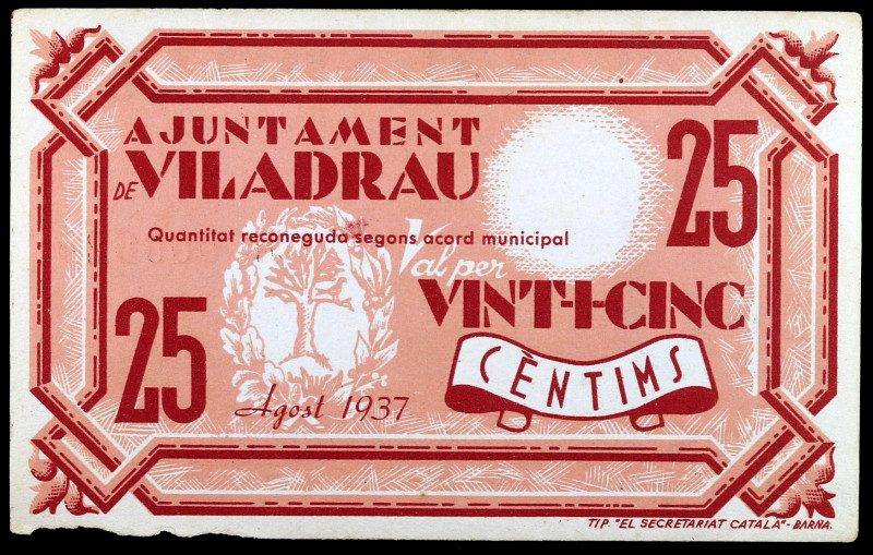 Viladrau. 25 céntimos. (T. 3214). Escaso. MBC+.