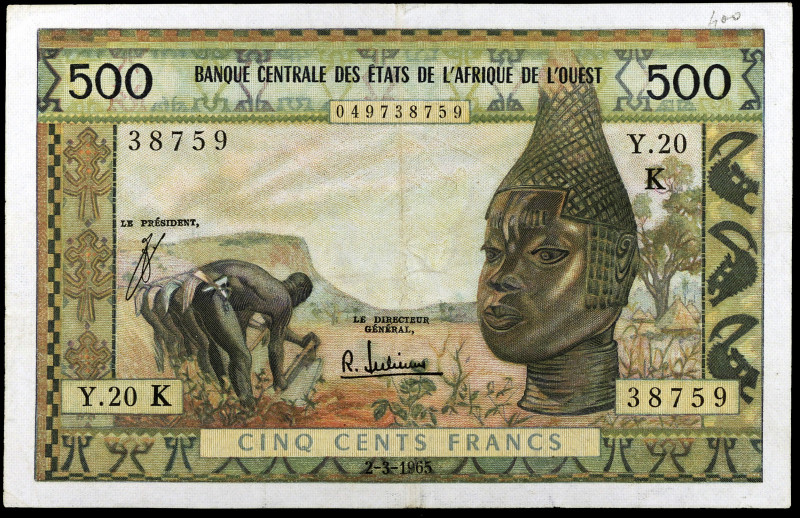 Estados de África Occidental. Senegal. 1965. Banco Central. 500 francos. (Pick 7...