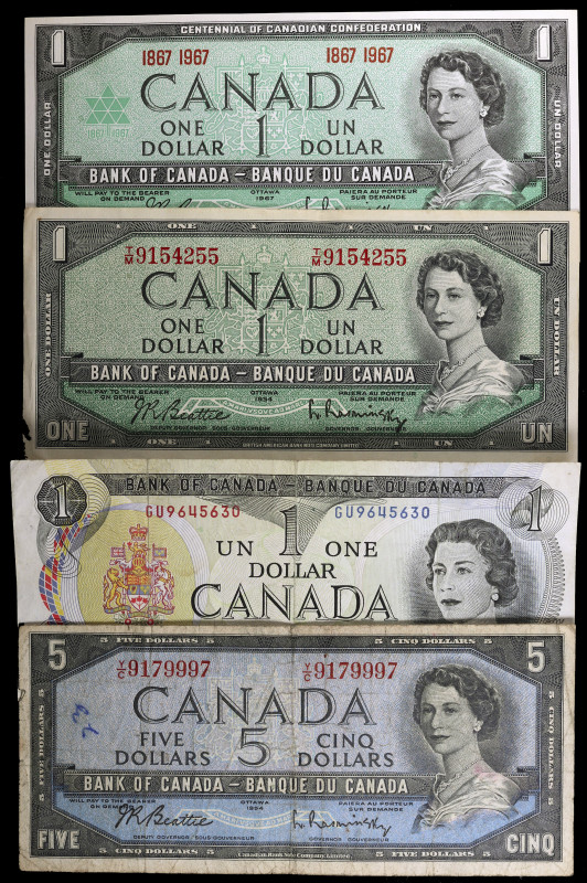 Canadá. Lote de 4 billetes. BC+/S/C-.