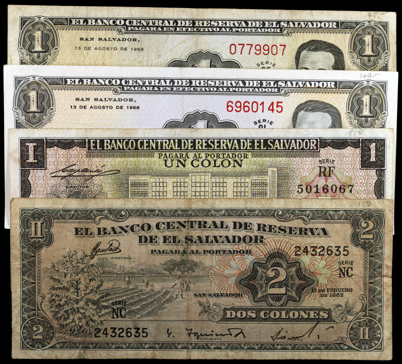 El Salvador. Lote de 4 billetes. BC/EBC+.