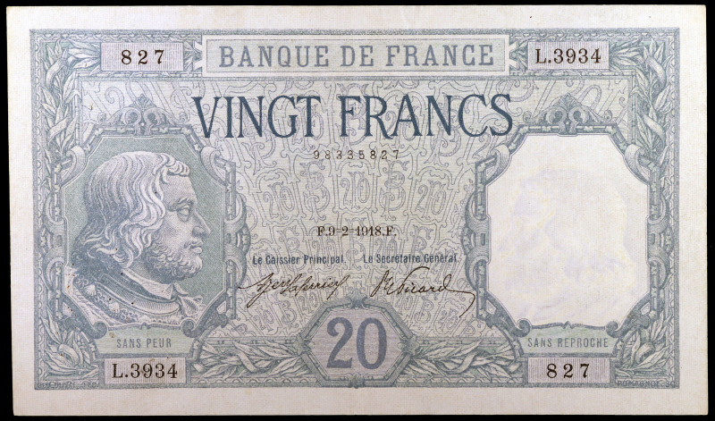 Francia. 1918. Banco de Francia. 20 francos. (Pick 74). 9 de febrero. Leve doble...