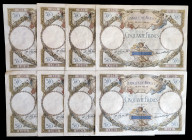 Francia. 1930. Banco de Francia. 50 francos. (Pick 80a). 8 billetes, fechas distintas. Firmas: L. Platet y P. Strohl. MBC-/MBC.
