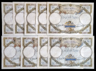 Francia. 1931. Banco de Francia. 50 francos. (Pick 80a). 9 billetes, algunas fechas distintas. Firmas: L. Platet y P. Strohl. MBC-.