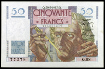 Francia. 1947. Banco de Francia. 50 francos. (Pick 127b). 20 de marzo, Leverrier. MBC+.