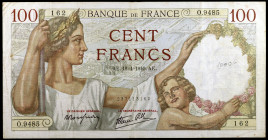 Francia. 1940. Banco de Francia. 100 francos. (Pick 94). 18 de abril, Maximilieu de Béthune en reverso. MBC-.