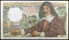 Francia. 1942. Banco de Francia. 100 francos. (Pick 101a). 15 de mayo, Descartes. Escaso. MBC.