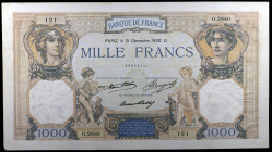 Francia. 1936. Banco de Francia. 1000 francos. (Pick 79c). 31 de diciembre. Escaso así. MBC+.