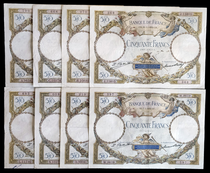 Francia. 1933, 1936 y 1937. Banco de Francia. 1000 francos. (Pick 79c). 4 billet...