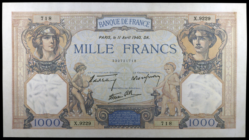 Francia. 1940. Banco de Francia. 1000 francos. (Pick 90c). 11 de abril. EBC.