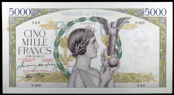 Francia. 1941. Banco de Francia. 5000 francos. (Pick 97c). 26 de diciembre. Manchita. Escaso. EBC.