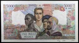 Francia. 1945. Banco de Francia. 5000 francos. (Pick 103c). 6 de septiembre. Escaso. MBC+.