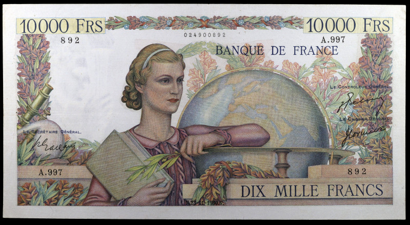 Francia. 1950. Banco de Francia. 10000 francos. (Pick 132c). 23 de noviembre. Fi...