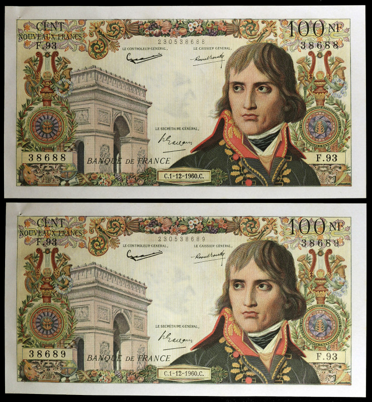 Francia. 1960. Banco de Francia. 100 francos nuevos. (Pick 144a). 1 de diciembre...