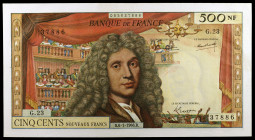 Francia. 1966. Banco de Francia. 500 francos nuevos. (Pick 145b). 6 de enero, Jean Baptiste. Firmas: H. Morant, R. Tondu y P. Gargam. Leve doblez. Rar...