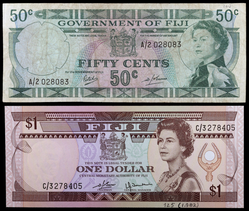 Fiji. Lote de 2 billetes. MBC-/EBC+.