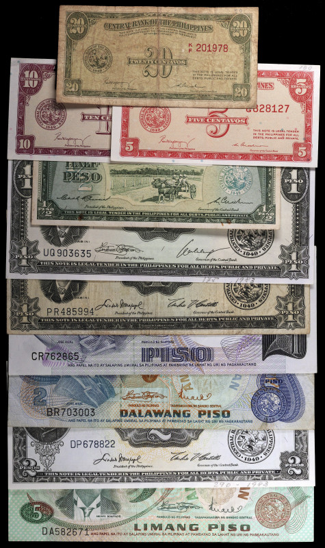 Filipinas. Lote de 9 billetes. BC/S/C-.