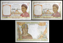 Indochina. Lote de 3 billetes. BC+/EBC+.