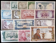 Laos. Lote de 15 billetes de diversos valores y fechas. MBC-/S/C.