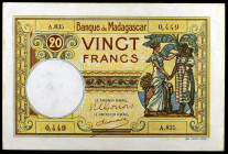 Madagascar. s/d (ca. 1937-1947). Banco de Madagascar. 20 francos. (Pick 37). MBC.