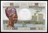 Mali. s/d (1972-1973). Banco Central. 100 francos. (Pick 11). Raro así. S/C-.