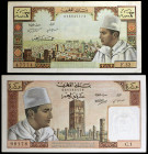 Marruecos. s/d (1960) y 1968 / AH 1387. Banco de Marruecos. 5 y 10 dirhams. (Pick 53e y 54a). Muhammad V. 2 billetes. EBC-.