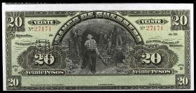 México. (ca. 1906-1914). Banco de Guerrero. 20 pesos. (Pick S300b). Serie B. AMORTIZADO en taladros. S/C-.