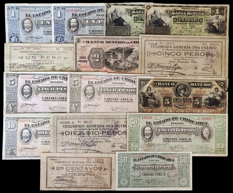 México. Chihuahua. Lote de 15 billetes de distintos valores, fechas y entidades ...