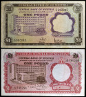 Nigeria. s/d (1967) y s/d (1968). Banco Central. 1 libra. (Pick 8 y 12a). 2 billetes. MBC-.