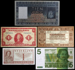 Países Bajos. Lote de 5 billetes de diversos valores y fechas. BC+/S/C-.