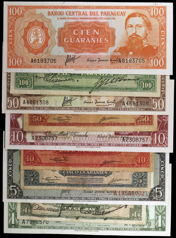 Paraguay. Banco Central. Lote de 10 billetes de diversos valores y fechas. BC+/S...