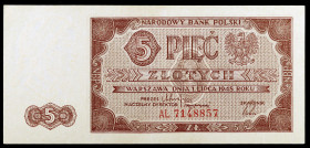 Polonia. 1948. Banco Nacional. 5 zlotych. (Pick 135). 1 de julio. Escaso. EBC-.