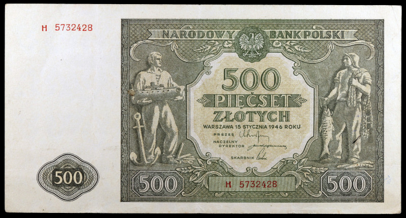 Polonia. 1946. Banco Nacional. 500 zlotych. (Pick 121). 15 de enero. Escaso. MBC...