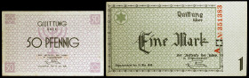 Polonia. Litzmannstadt-Lodz. 1940. Campos de Prisioneros. 50 pfenning y 1 marco. 15 de mayo. 2 billetes. Escasos. EBC/S/C-.