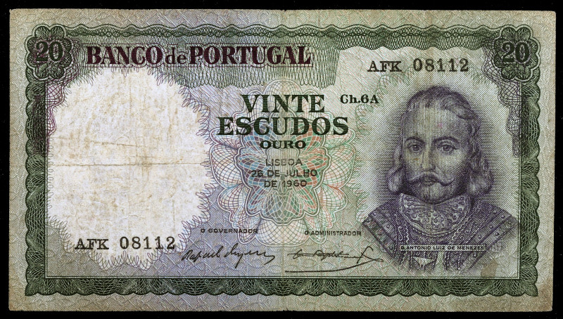 Portugal. 1960. Banco de Portugal. 20 escudos. (Pick 163a). 26 de julio, Antonio...