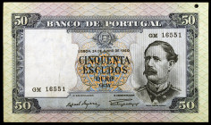 Portugal. 1960. Banco de Portugal. 50 escudos. (Pick 164). 24 de junio, Fontes Pereira de Mello. Perforación. Escaso. MBC-.