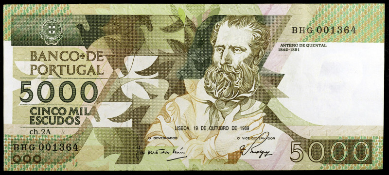 Portugal. 1989. Banco de Portugal. 5000 escudos. (Pick 184c). 19 de octubre, Ant...