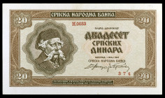 Serbia. 1941. Banco Nacional. 20 dinara. (Pick 25). V. Karadzic. Escaso. EBC+.