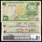 Singapur. 1 dólar. Lote de 4 billetes distintos. BC+/EBC+.