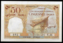 Somalia francesa. s/d (1952). Tesoro Público. 50 francos. (Pick 25). MBC-.