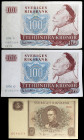 Suecia. 1956, 1974 y 1978. Banco Nacional. 5 y 100 coronas. (Pick 42a, 54b y 54c). Gustavo II Adolfo. 3 billetes. MBC-/S/C-.