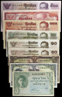 Tailandia. Banco de Tailandia. Lote de 9 billetes de diversos valores y fechas. A examinar. MBC-/S/C.